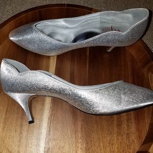 Metallic Silver Heels